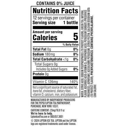 Lipton Diet Green Tea Citrus, 16.9 Fl Oz Bottles (Pack of 12)