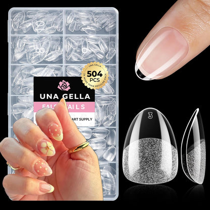 Extra Short Almond Nail Tips Full Cover 504PCS Gel Nail Tips