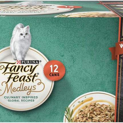Purina Fancy Feast Wet Cat Food Variety Pack, Medleys White Meat Chicken in Sauce Collection - (Pack of 12) 3 oz. Cans