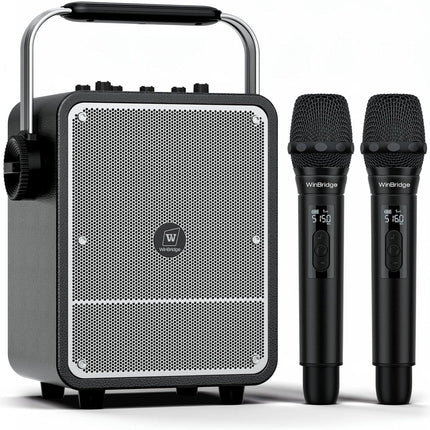 150W High-Power Karaoke Machine with 2 Wireless Microphones, Premium Voice Amplifier/PA System, Portable Bluetooth Speaker with Microphone for Party, Outdoor, Classroom, Singing, Guitar Amp