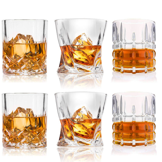 Premium 10, 11 OZ Scotch Glasses - Old Fashioned Whiskey Glasses/Style Glassware for Bourbon/Rum/Bar Tumbler Set of 6