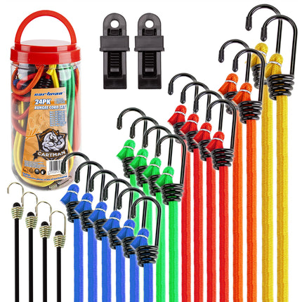 32-Piece Bungee Cord Assortment with Hooks