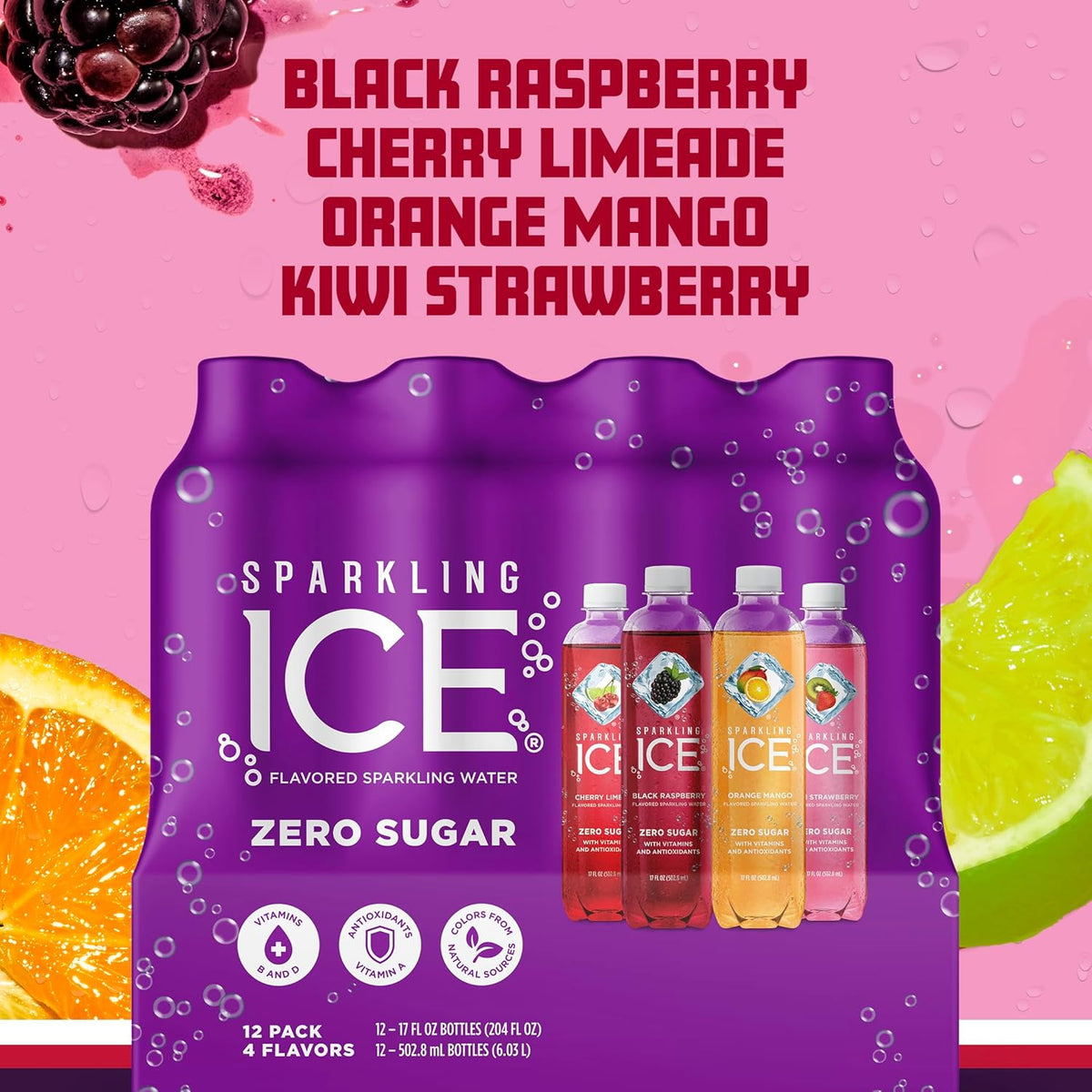 Purple Variety Pack, Flavored Water, Zero Sugar, with Vitamins and Antioxidants, 17 fl oz, 12 count - photo 4