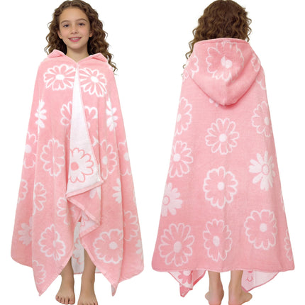 Toddler Hooded Towel Wrap, 3-10 Years, 100% Cotton,Daisy