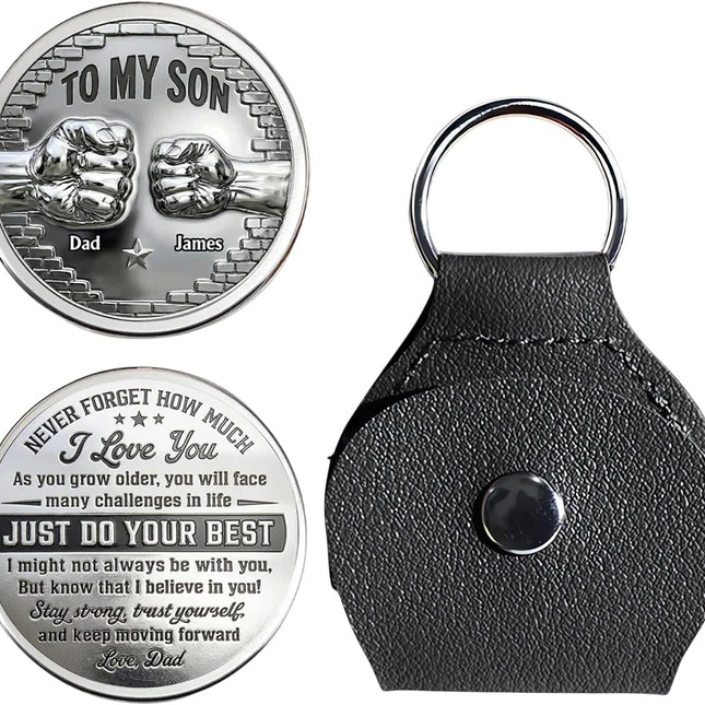 To My Son Coin Pocket Hug, Custom A Hug From Dad Coin