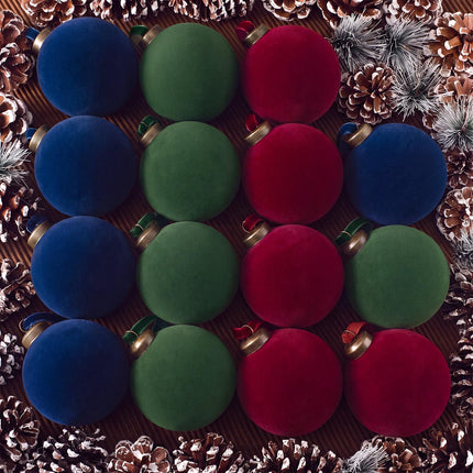 15 Pcs Velvet Christmas Balls, Burgundy