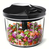 Manual Food Processor Large Vegetable Chopper, 1000ML Pull String Chopper Garlic Mincer Onion Cutter for Veggies,Salad,Fruits, Nuts, BPA Free, Black