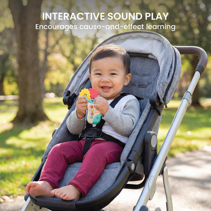 Lulyboo My First Teething Car Keys: BPA-Free Silicone teether with Soft Textures, Gentle Gum Relief, Light-up Button and car Sounds. Easy-Grasp Key fob and Lightweight Rings for Developmental Play