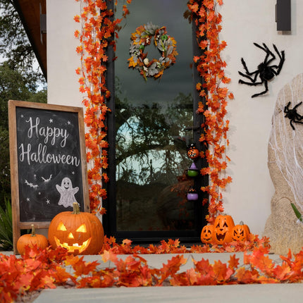 Paquete de 12 guirnaldas de hojas de otoño, enredaderas colgantes de hojas de arce artificiales de otoño, decoración de Acción de Gracias para hogar, boda, chimenea y fiesta