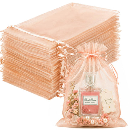 100Pcs White Organza Bags 3x4in,Small Mesh Drawstring Gift Bag