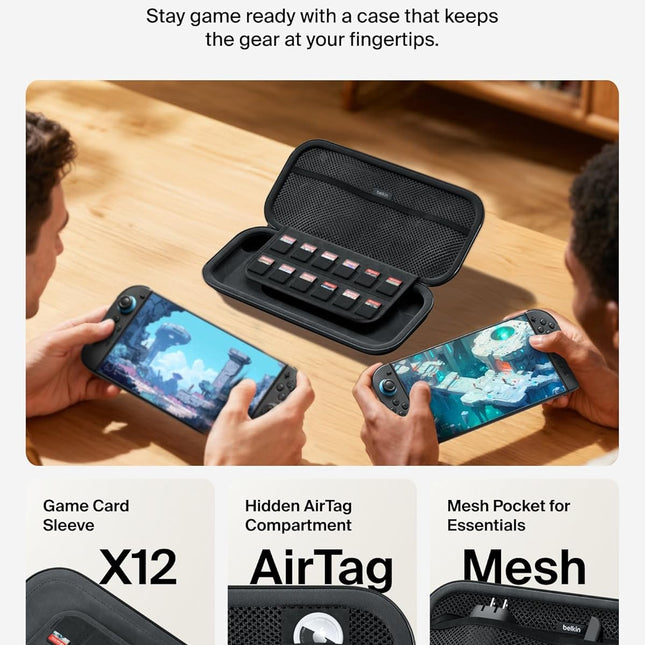 Switch 2 Hard Shell Travel Case with Tracker Holder - Charcoal