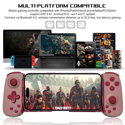 arVin Wireless Gaming Controller for iPhone, iPad, Android, Samsung Galaxy, Tablet, Switch, PS4, PC Gamepad with Hall Effect Joystick/Turbo/6-Axis Gyro/Vibration, Direct Play for Call of Duty, Genshin