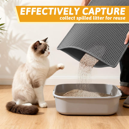 Litter Box Mat, Double-Layer Urineproof Design, 30" x 24" Gray