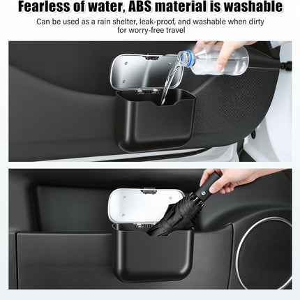 UYYE Car Trash Can, Car Garbage Bin with Lid & Handle - Leak-Proof Mini Trash Can for Car, Truck, SUV - Essential Car Accessories for Organization (Black)