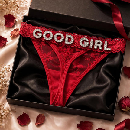 Personalized Thong for Women with Name – Custom Rhinestone Letter Lace Underwear, Long-Lasting Adhesion & Odor-Free Ready to Wear, Sexy Gift for Girlfriend Wife Valentine's Day Birthday Anniversary
