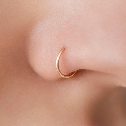 Set of 3 - Fake Clip On Nose Ring Hoop for Women - No Piercing Needed Nose Cuff - 22 Gauge - 7mm - Faux Nose Septum Ring - Gold, Sterling Silver, Rose Gold - 22g
