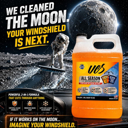 UCS Windshield Washer Fluid All Season -27°F, Freeze Protection, Water Repellent & Bug Remover, Streak-Free, 1 Gallon (128 fl oz)