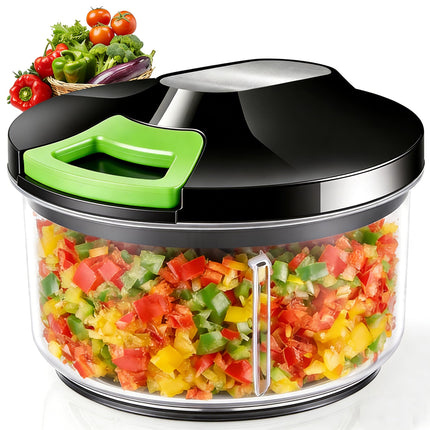 Manual Food Processor Large Vegetable Chopper, 1000ML Pull String Chopper Garlic Mincer Onion Cutter for Veggies,Salad,Fruits, Nuts, BPA Free, Black