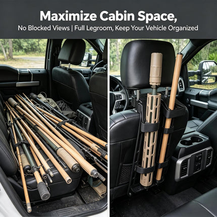 2026 the Ultimate Universal Seat Back Gun Rack | Adjustable Vehicle Rifle, Vertical Guns Holder Gun Sling Organizer Easy to Install Headrest Mount for Trucks, Cars & Suvs