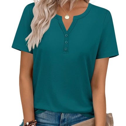 Blusas de verano para mujer con cuello V y manga corta, elegantes y casuales