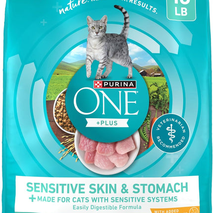 Purina ONE Sensitive Stomach, Sensitive Skin, Natural Dry Cat Food, +Plus Sensitive Skin and Stomach Formula - 16 lb. Bag