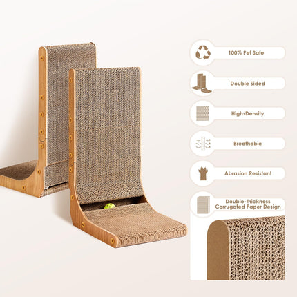 Cardboard Cat Scratcher for Indoor Cats, 26.8 Inch, Brown