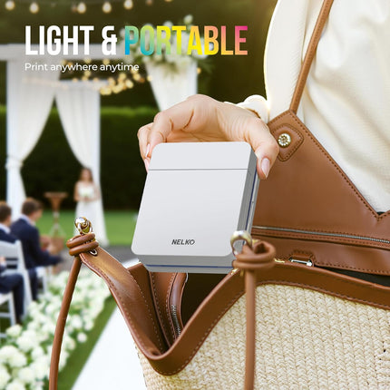 Nelko PP01 Instant Smartphone Photo Printer, Portable Mini Color Wireless Mobile Printer, Sticky-Back Photos, Bluetooth Compatible with iOS & Android Devices, Fun Editing App, Beige