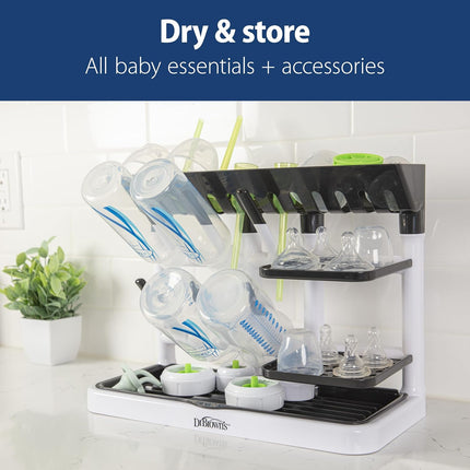 Dr. Brown's Drying Tower,Stand-Up Drying Rack,Countertop Baby Bottle-Drying with Organized Storage for Baby Essentials,Space Saving Vertical Rack,(Pack of 12)