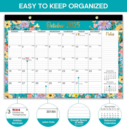 Desk Calendar 2026-2027, 21-Month Calendar Runs Until June 2027, Large 17" x 12" Monthly Desktop & Wall Calendar for Home & Office - Floral