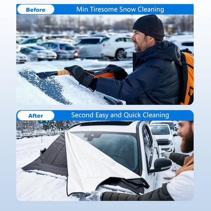 Windshield Cover for Ice and Snow,New Upgraded Heavy Duty Windshield Snow Cover,Extra Large Size (75"x45"),Windproof Winter Frost and Deicing Awning Suitable Fzor Cars, Trucks, SUVs