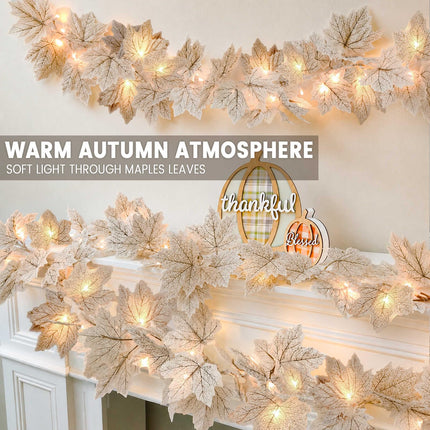 Thanksgiving Decorations 2 Pack Fall Garland with Lights Battery Operated