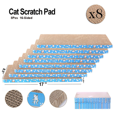 8 Packs in 1 Cat Scratch Pad, Cat Scratcher Cardboard,Reversible,Durable Recyclable Cardboard, Premium Scratch, Suitable for Cats to Rest, Grind Claws and Play (0.8" H(8 Packs))