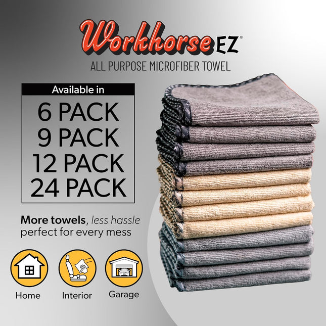 Multi-Purpose Microfiber Cleaning Towels, 14 x 12 Inch, 12 Pack