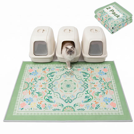 Cat Litter Mat, 2 Pack 33" x 22" Machine Washable for Litter Boxes