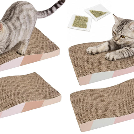 Cat Scratching Board cat Scratcher Cat Scratch Pad Cardboard cat scratchers for Indoor Cats Reversible Large Wide Corrugated with Catnip(2pcs)