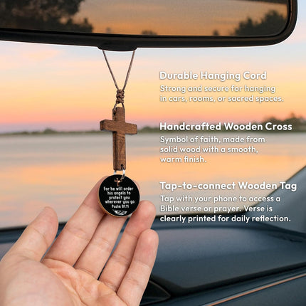 Cross for Car Mirror Hanging, Christian Gifts for Men, Women, Daily Bible Verse Car Cross Hanging Accessories, Christian Car Accessories, Jesus, Religious Gifts for Men, for Mom