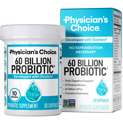 Probiotics 60 Billion CFU 10 Strains with Prebiotics 30 capsules front bottle