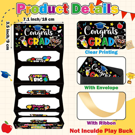 Graduation Money Holder Gift, 6-Slot Cash & Card Holder with Ribbon Envelope, Money Envelope for Graduation Party, Keepsake Card Holder for School & Kindergarten Graduates