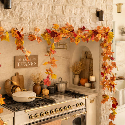 3 Pack Fall Leaves Garland, 17.7Ft Maple Leaf Fall Vines Autumn Garland for Thanksgiving Wedding Party Decor, Indoor Outdoor Farmhouse Home Decorations
