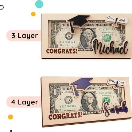 2026 Personalized Graduation Money Holder with Name and Year, Personalized Graduation Gifts, Graduations Party Supplies (Style 1)