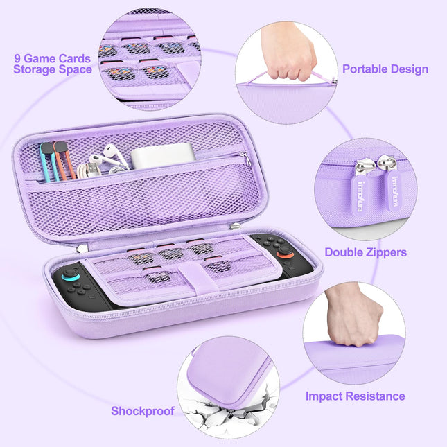 Purple 2025 Console Carrying Case with 9 Game Card Slots