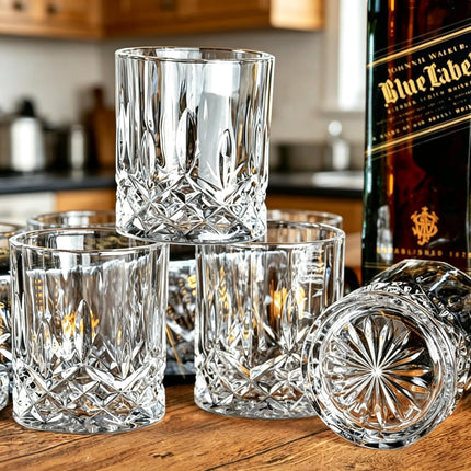 Whiskey Glasses Set of 4,Rock Glasses,11 oz Lead-Free Crystal Bourbon Glass,Old Fashioned Glass for Bourbon,Cognac,Irish Whisky,Personalised Whisky Glass Gift Set for Men,Dad,Brother