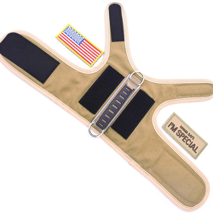 Tactical Cat Harness and Leash for Walking Escape Proof, Adjustable Cat Walking Jackets, Padded Stylish Cat Vest, Khaki, Large