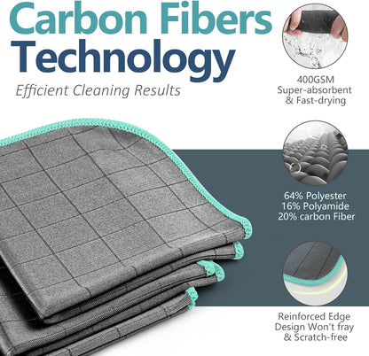 Carbon Microfiber Car Glass Cleaning Towels, Pack of 3 - photo 3