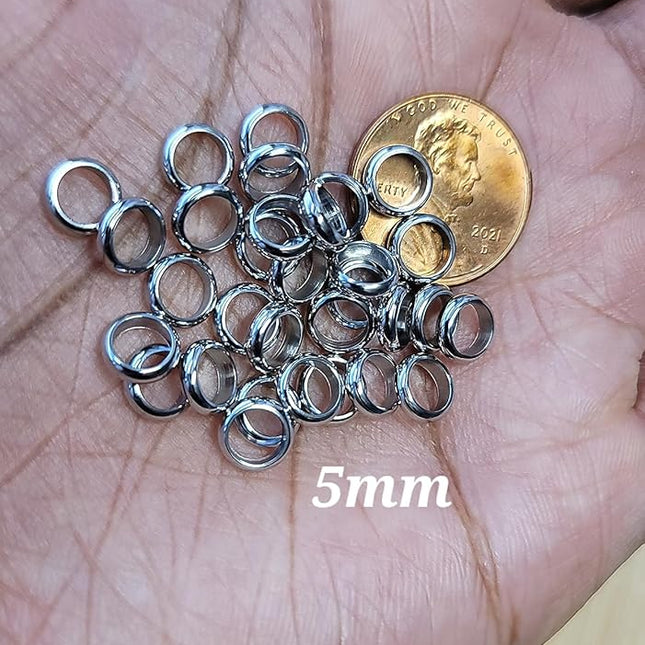 Stainless Steel Hair Beads, 10 Pieces, 5 mm, Silver, for Locs, Braids and Twists