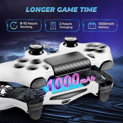 Puiseno Wireless Controller for PS-4, Dual Vibration Game Joystick/Motion Sensing/Touchpad/Speaker/3.5mm Audio Jack Headphone, Upgraded Six-Axis Sensor, Compatible with PS4/Slim/Pro Console/PC (WHITE)