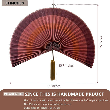 ChumDecor Fan Wall Decor,Large Bamboo Fan Wall Art for Boho Hanging Headboard,Decorative Folding Fans for Over Bed Decorations