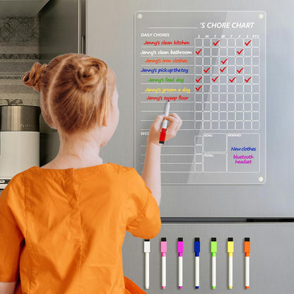 Acrylic Magnetic Chore Chart for Fridge, Clear Dry Erase Chores Chart for Refrigerator, Responsibility - photo 2