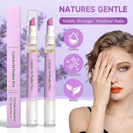 2 Pcs 2-in-1 Cuticle Oil Pusher Pen - 2026 New Ceramic Cuticle Pen,No Leak Travel Size Cuticle Pusher Pen With Oil,Moisturizing And Brightening Instant Keratin Removal Tool For Dry Damaged Nails