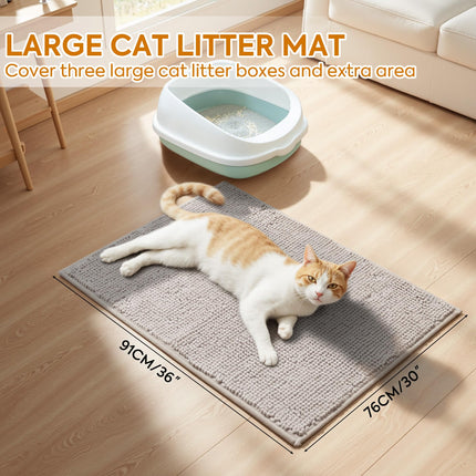 Soft Chenille Cat Litter Box Mat, Ultra Absorbent, 36'' x 30''